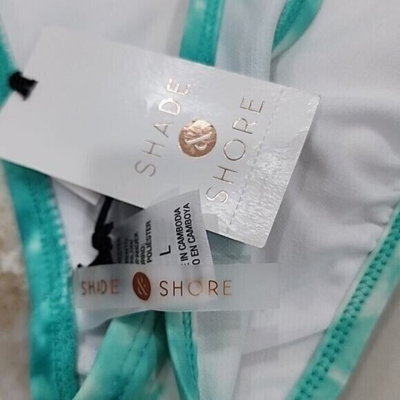 Shade & Shore Bikini Top Green Tie Dye Swim Halter NWT Women's Large - Picture 4 of 7